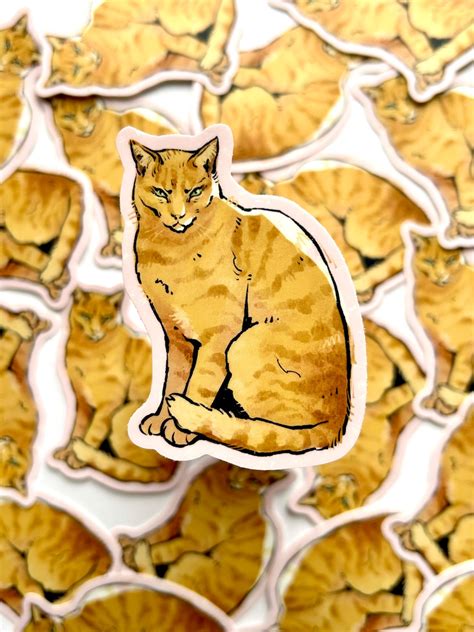 Grumpy Ginger Cat Matte Vinyl Waterproof Sticker Etsy