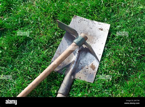 Tool Outdoor Gardening Shovel Spade Meadow Grass Lawn Green
