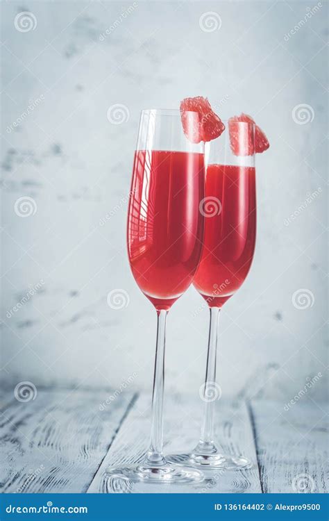 Glasses of Mimosa cocktail stock photo. Image of champagne - 136164402