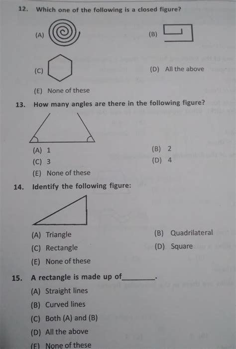 Geometrical Shapes Olympiad Questions For Class 1