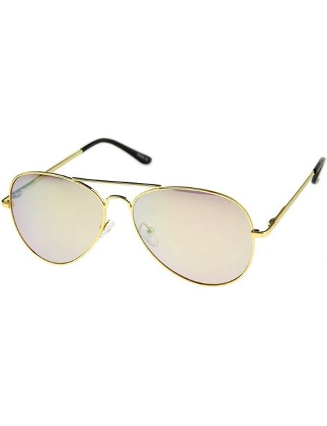 Premium Full Mirrored Aviator Sunglasses W Flash Mirror Lens Gold Pink Cu11momn67n