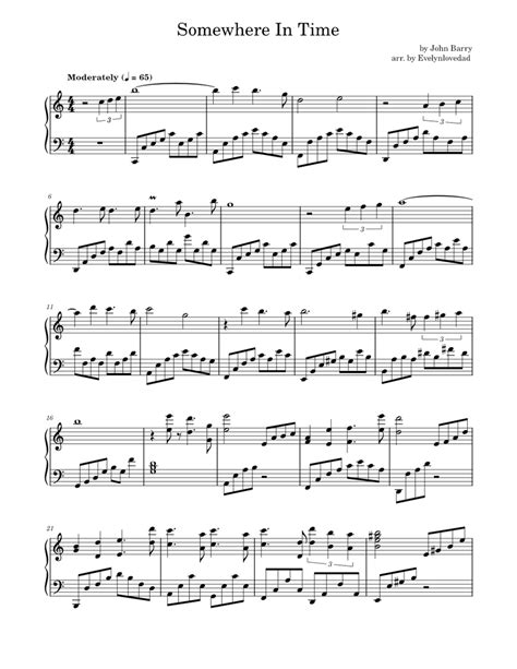 Somewhere In Time John Barry For Piano Sheet Music For Piano Solo