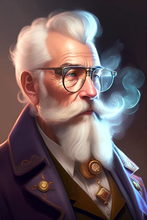 Lexica Old Man With Beard Smoking Pipe Steampunk Spectacles