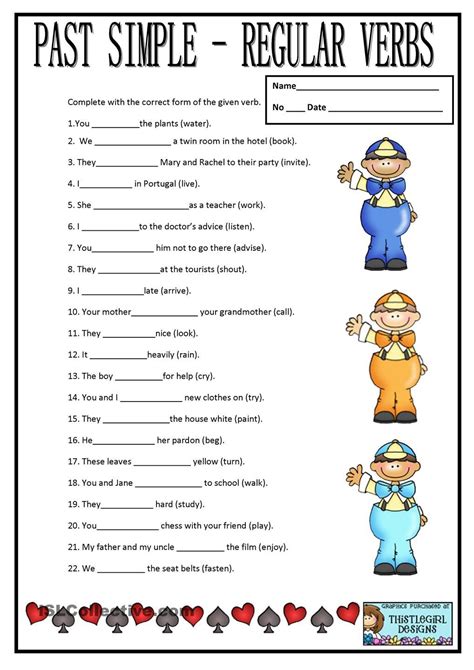 Past Simple Regular Verbs Exercises Elementary Past Simple R