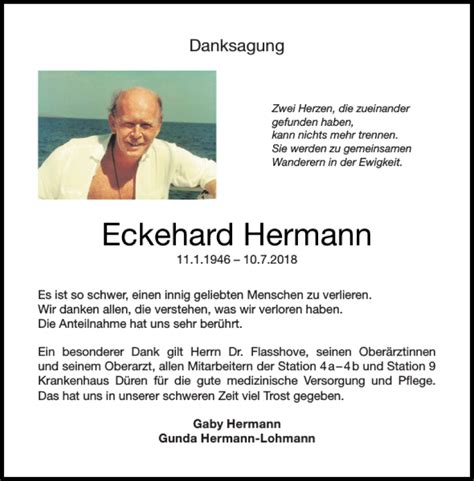 Traueranzeigen Von Eckehard Hermann Aachen Gedenkt