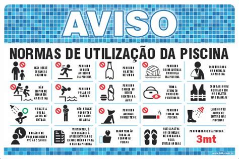 Placa de Aviso de Piscina normas de utilização da piscina não grite Trik