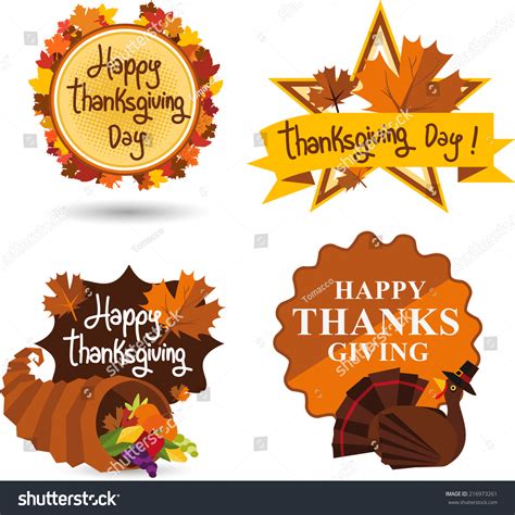 Thanksgiving Day Illustration Emblems Stock Vector Royalty Free