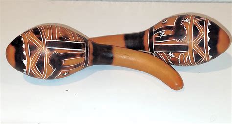 Hand Carved Gourd Maracas From Peru Etsy