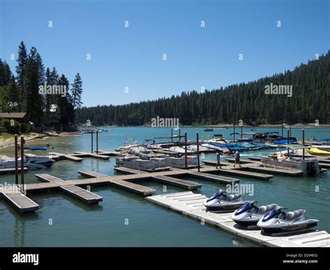 Half Empty Docks At Marina On Bass Lake California Usa Stock Photo