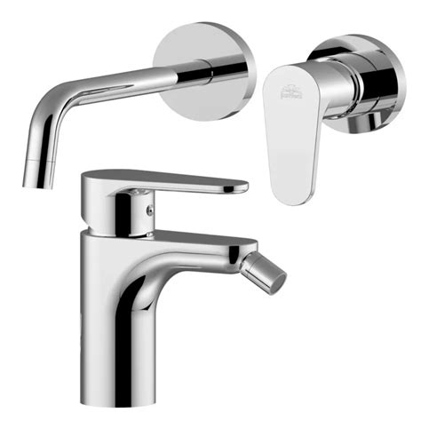 Set Miscelatore Lavabo Con Bocca 24 8 Cm E Bidet Senza Scarico Cromato