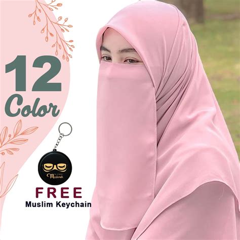 Jual Cadar Tali 2 Dua Layer Ceruty Baby Doll Niqab Tanpa Jahitan Di