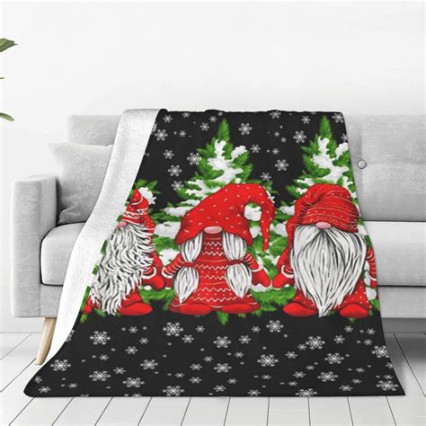 Gnomes Throw Blanket Cedar Snowflake Christmas Blanket Flannel Plush