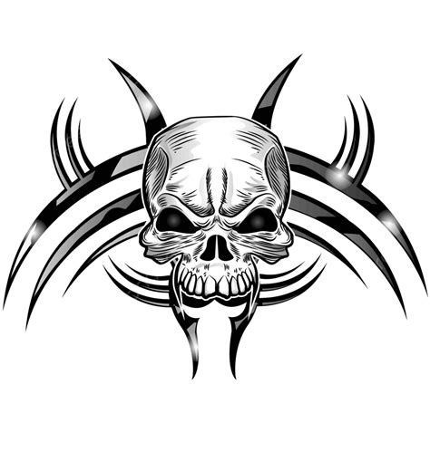 Skull Tattoo Design Isolate On White Black Classic Artwork Vector