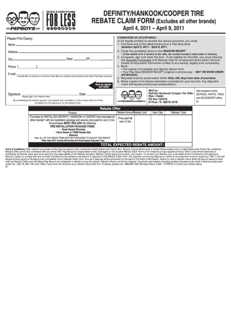 Top 5 Cooper Tire Rebate Form Templates Free To Download In Pdf Format