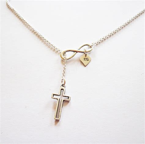 Infinity Cross Necklace Personalized Cross Necklace Y