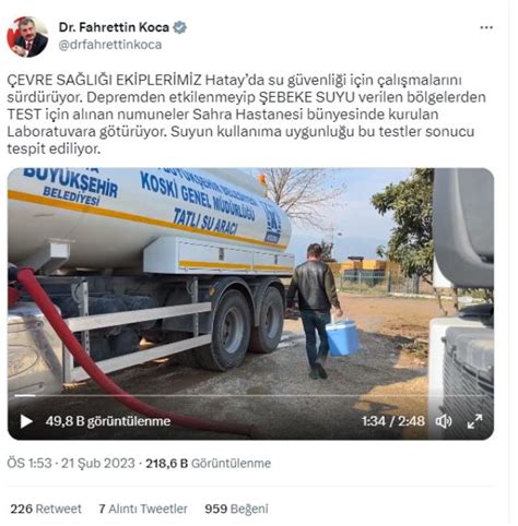 Bakan Koca Dan Hatayl Lara Kritik Uyar Ebeke Suyu U An I In I Meye