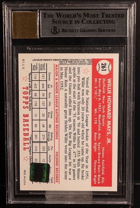 Willie Mays Topps Archives Reserve Rookie Reprint Auto Bgs