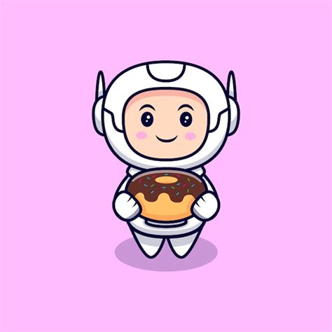 Lindo Astronauta Sosteniendo Una Ilustraci N De Dibujos Animados De