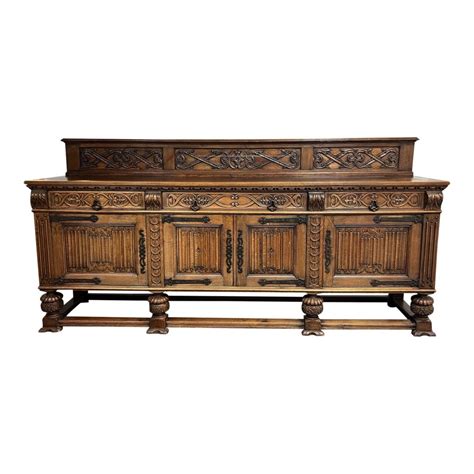 Antique Long Carved Wood Buffet | Design Plus Gallery