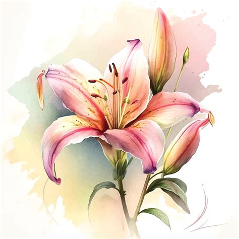 Premium Vector Lily Flower Watercolor Paint