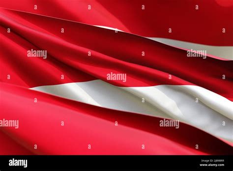 The National Flag Of Monaco From Textiles Close Up In Three Versions