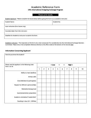 Fillable Online UVic International Outgoing Exchange Program Fax Email