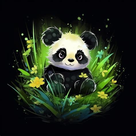 Premium Photo Abstract Water Color Style Of Cute Baby Panda Mascot On