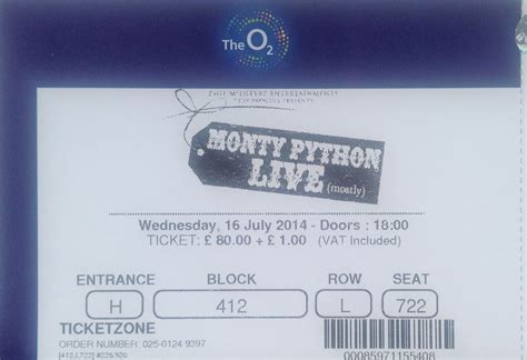 Monty Python Live Mostly O Arena London Th July Vintagerock