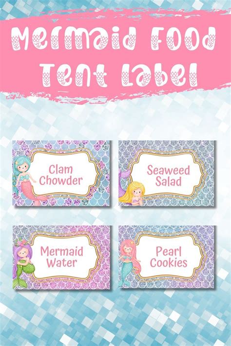 Editable Mermaid Party Food Label Mermaid Blank Food Tent Etsy In