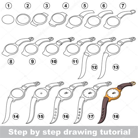 Watch. Drawing tutorial. Stock Illustration by ©Anna_Mikhailova #102834414