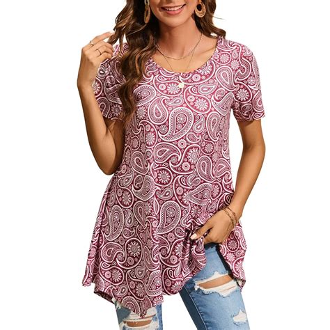 Enmain Blouses For Women Short Sleeve Tunic Tops Plus Size Dressy