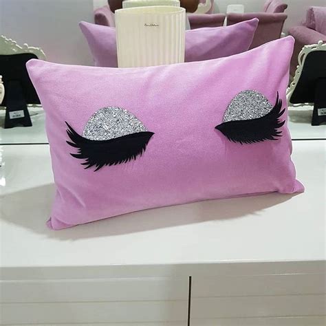 Pink Eyelashes Handmade Pillow Velvet Lashes Pillow Cover Eyeshadow