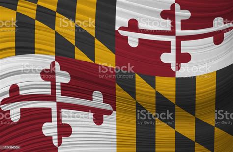 Waving Flag Of Maryland In United States Stock Illustration Download