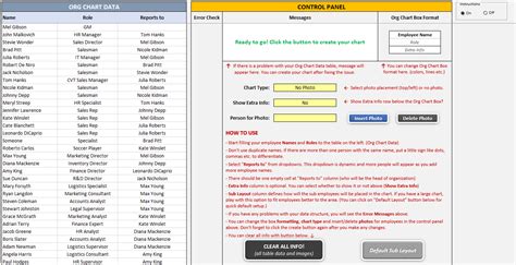 Excel Organizational Chart Maker | Dynamic Template with Photos