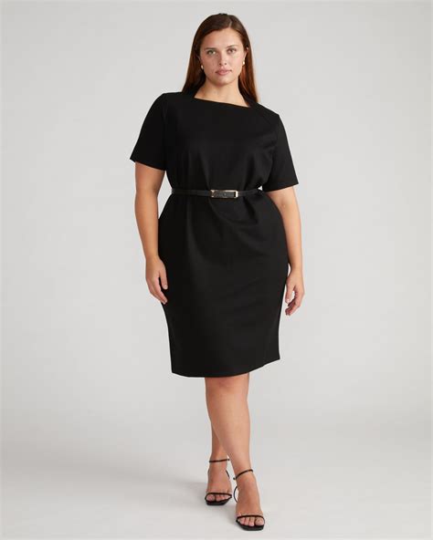 Envelope Neck Ponte Dress Black Universal Standard