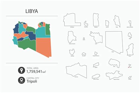 mapa de libia con mapa detallado del país elementos del mapa de