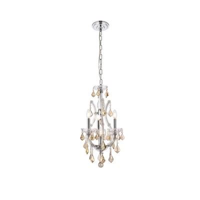 Elegant Lighting Maria Theresa Light Chrome Pendant Golden Teak