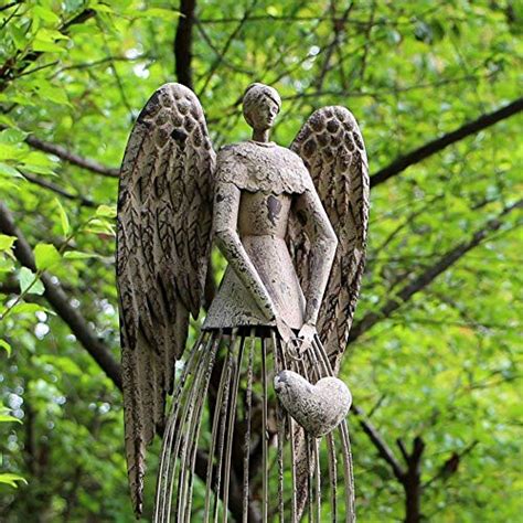 Gorgeous Antiqued Metal Angel Trellis Statues - Garden Lovers Club