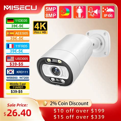 MISECU Cam Ra De Surveillance Ext Rieure POE HD 8MP 5MP 4K Avec IA Syst