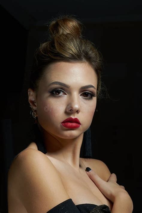 Brunette In A Black Lingerie Stock Image Image Of Light Female 139919171