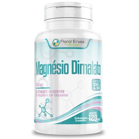 MAGNESIO DIMALATO 500mg 120 Cápsulas Alta Pureza Máximo 2 ao dia