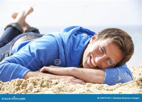 Man Relaxing On Beach Stock Image Image Of People Holiday 54975755