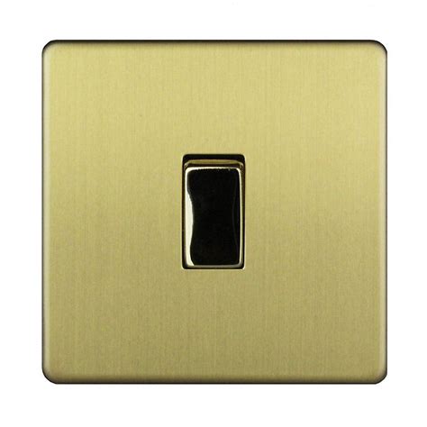 Flat Screwless Profile Light Switch With Brushed Brushed Gold Effect