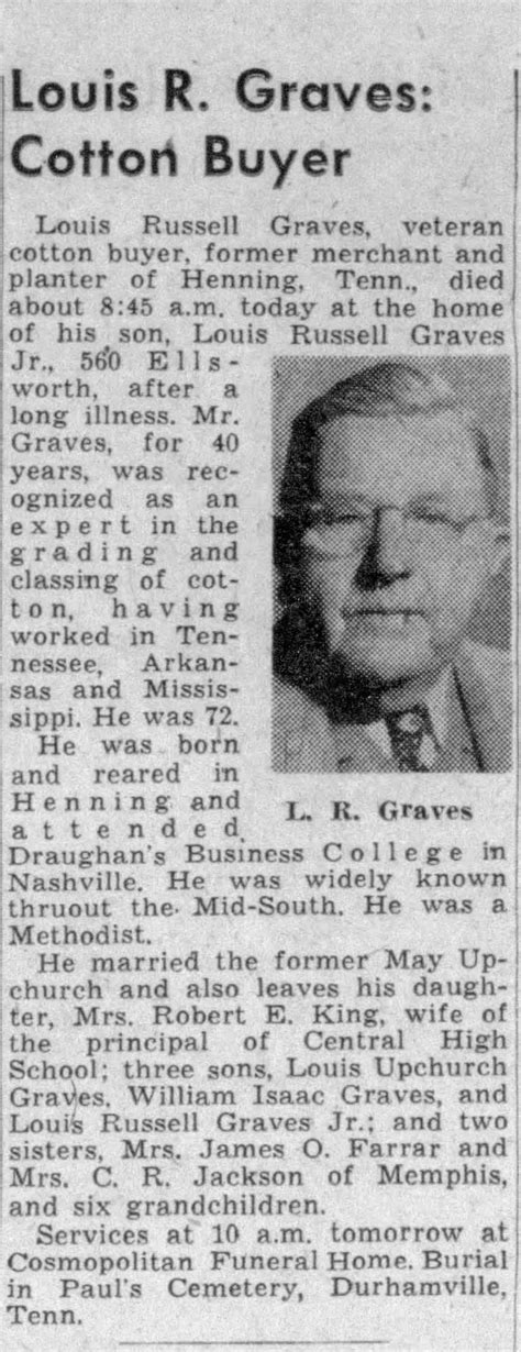 Obituary For Louis Russell Graves Aged 72 ™