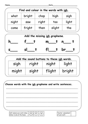 41 Free Phonics Worksheets Igh Sound Free Igh Phonics Sound Worksheets