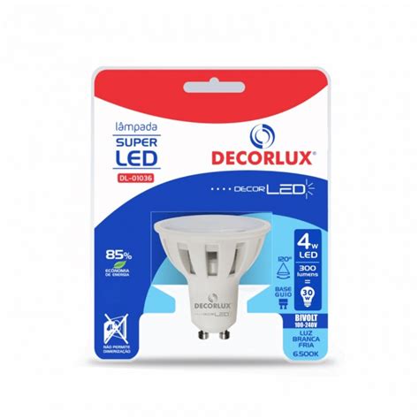 Lâmpada Dicróica Led Gu10 4w 220v 6500k Dl12046 Decorlux Simecol