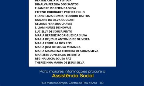 A Secretaria De Assistência Social Sas Divulgou Nesta Quarta Feira Dia 02 A Lista Dos