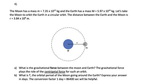 Solved The Moon Has A Mass M Kg And The Earth Has Chegg