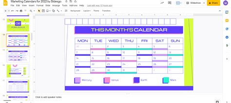 How to make a calendar in google slides