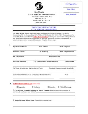 Fillable Online Seattle CITY OF SEATLE Seattle Fax Email Print